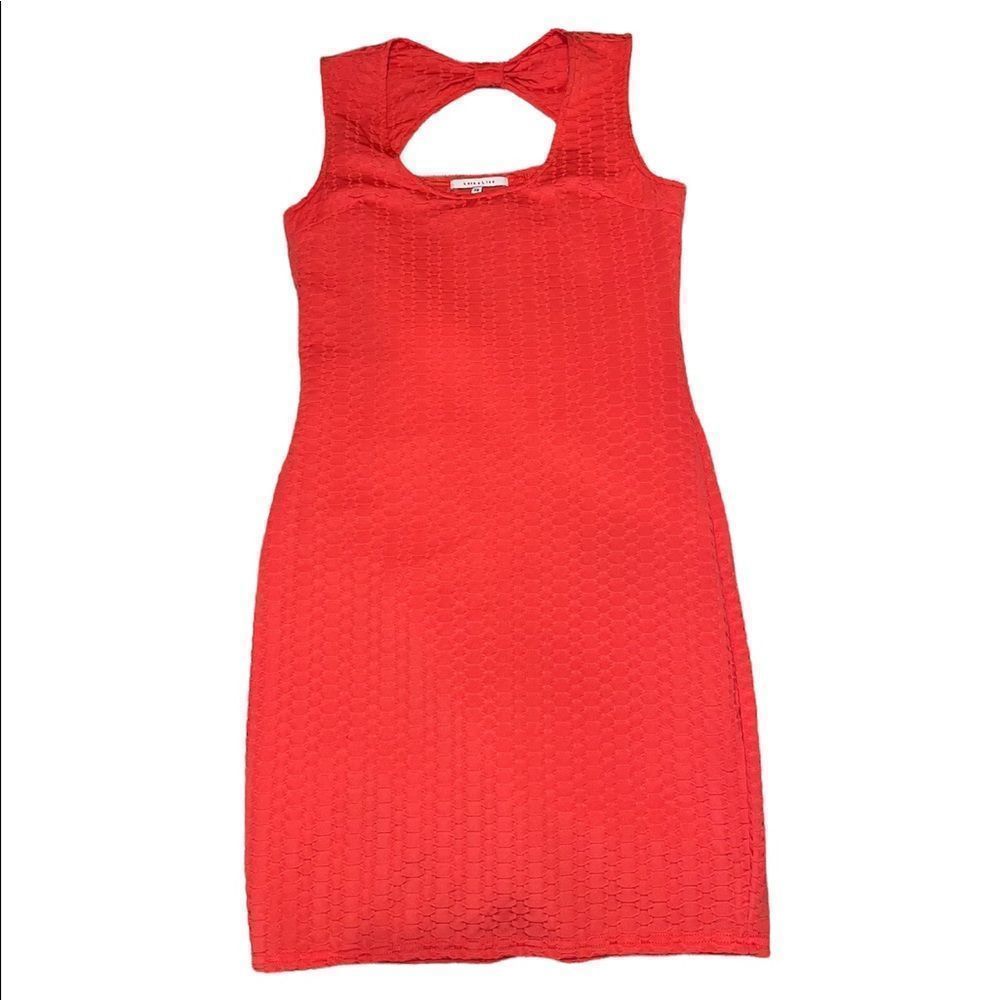 𝅺LOLA & Liza Coral tank dress size 38 with bow accent at top of keyhole on back